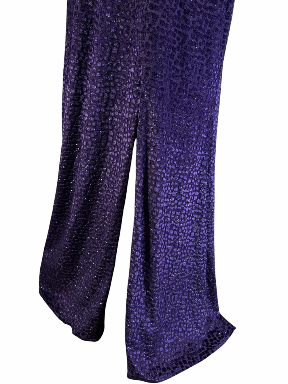 Night Way Collections Deep Purple Velvet Burnout pattern Maxi Dress EC  size 16W - Picture 7 of 10